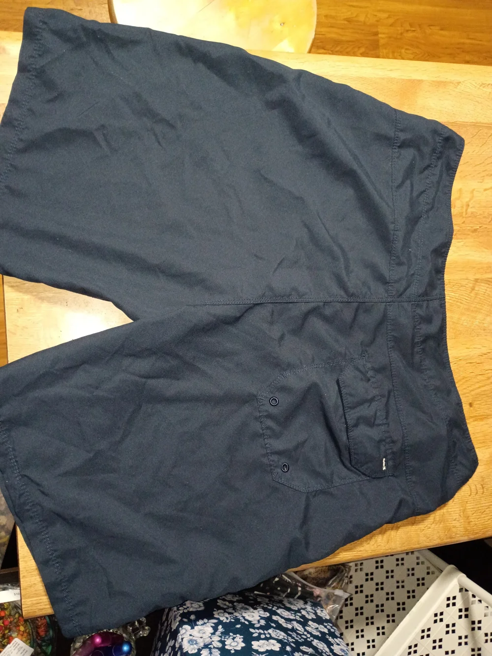 Hurley Name Brand Men's Navy Athletic Shorts with American Flag Accent